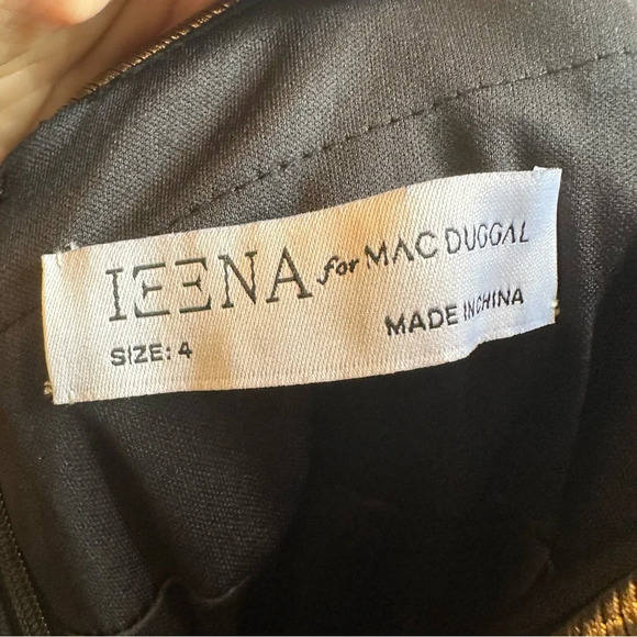 NWT Mac Duggal Metallic V Neck Midi Dress Size 4 Antique Gold - Picture 9 of 10